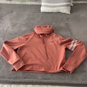 Stronger Pink Cropped Sweatshirt with Striped Sleeve